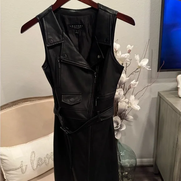 Laundry By Shelli Segal | Dresses | Laundry By Shelli Segal Black Leather  Jacket | Poshmark